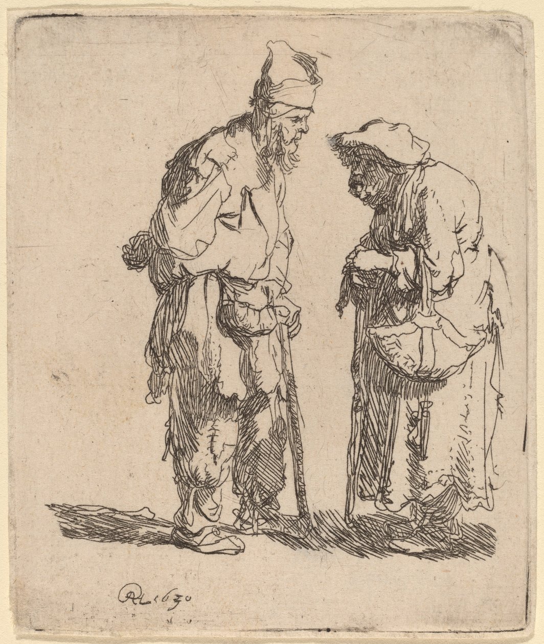 Dilenci Adam ve Dilenci Kadın Sohbeti by Rembrandt van Rijn