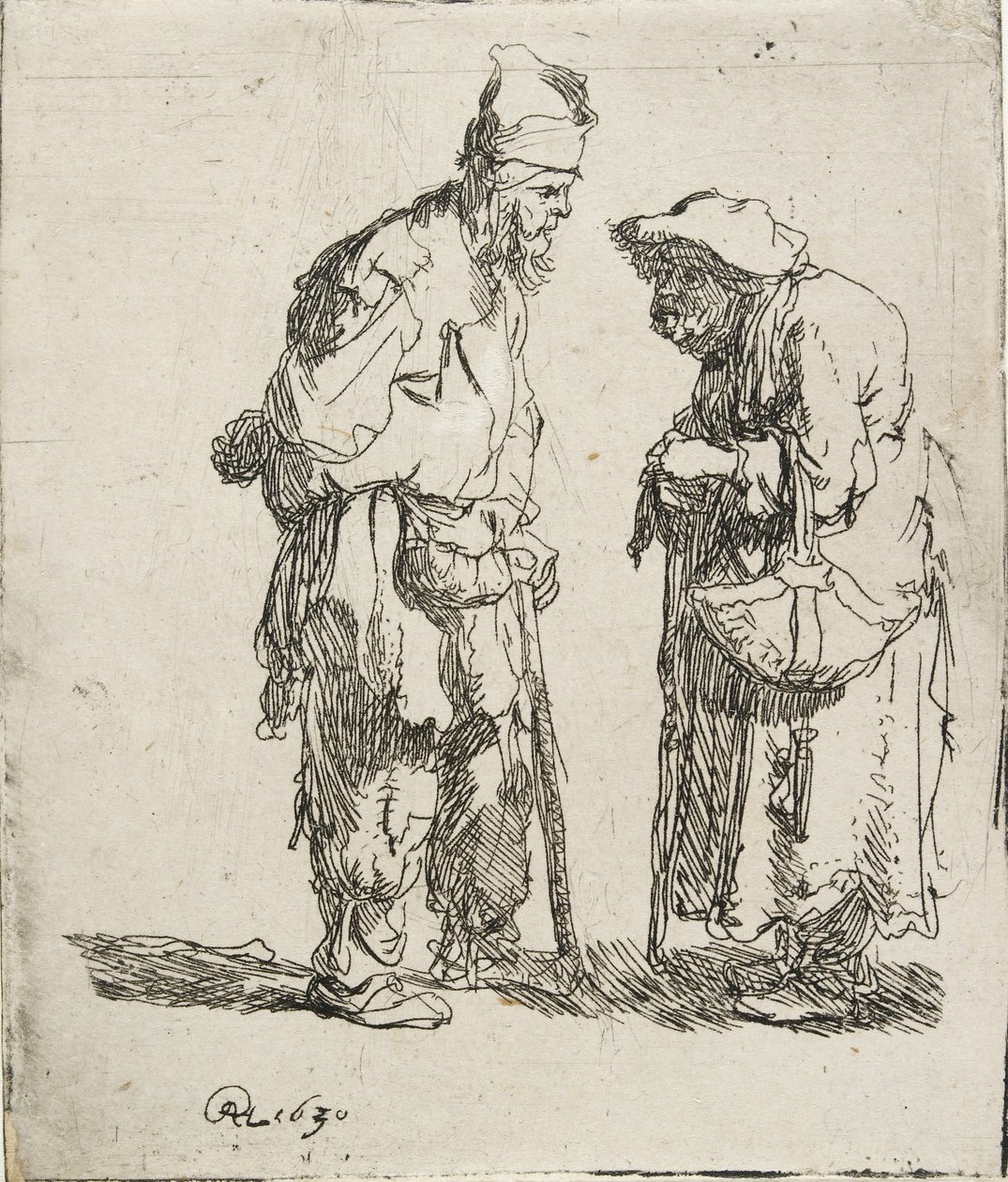 Dilenci Adam ve Dilenci Kadın sohbeti, 1630 by Rembrandt van Rijn