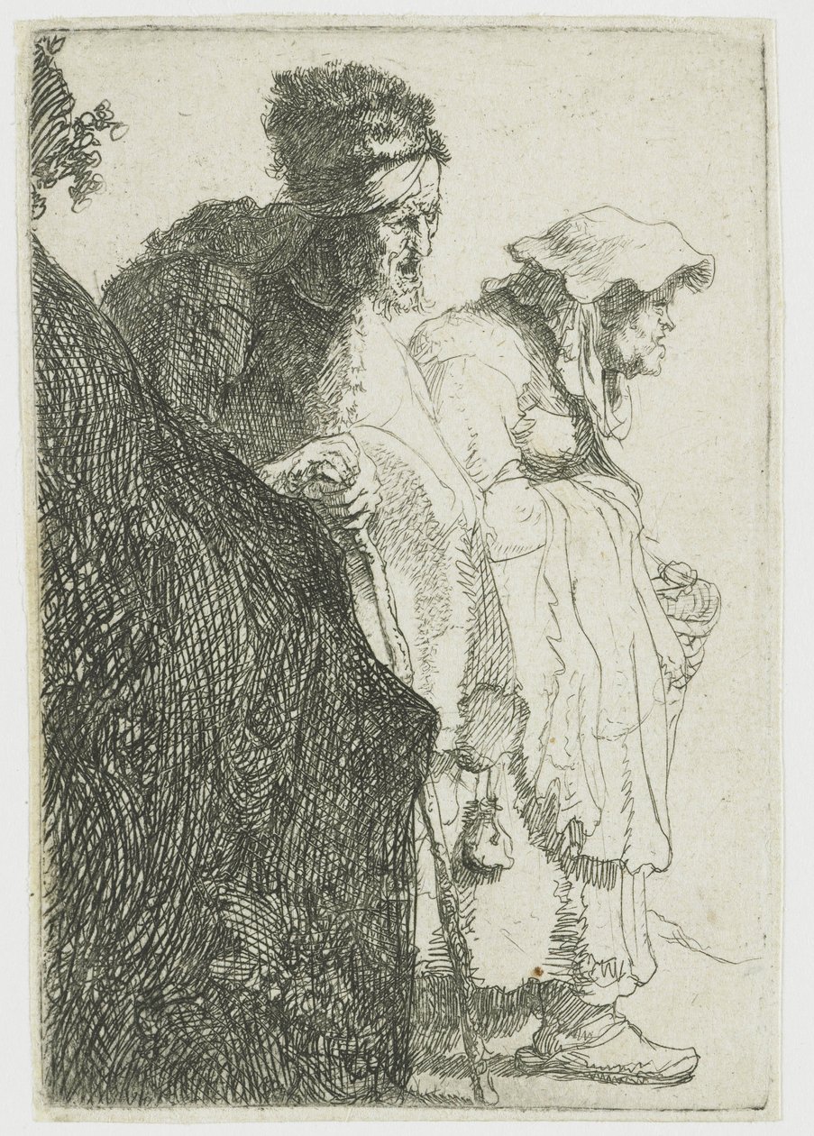Dilenci Bir Bankanın Arkasındaki Dilenci Erkek ve Kadın Bir Bankanın Arkasındaki Dilenci Erkek ve Kadın by Rembrandt van Rijn
