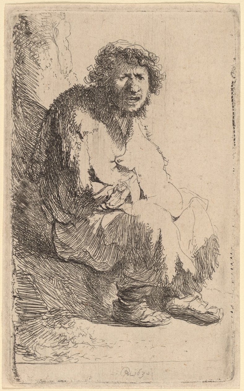 Bankta Oturan Dilenci by Rembrandt van Rijn
