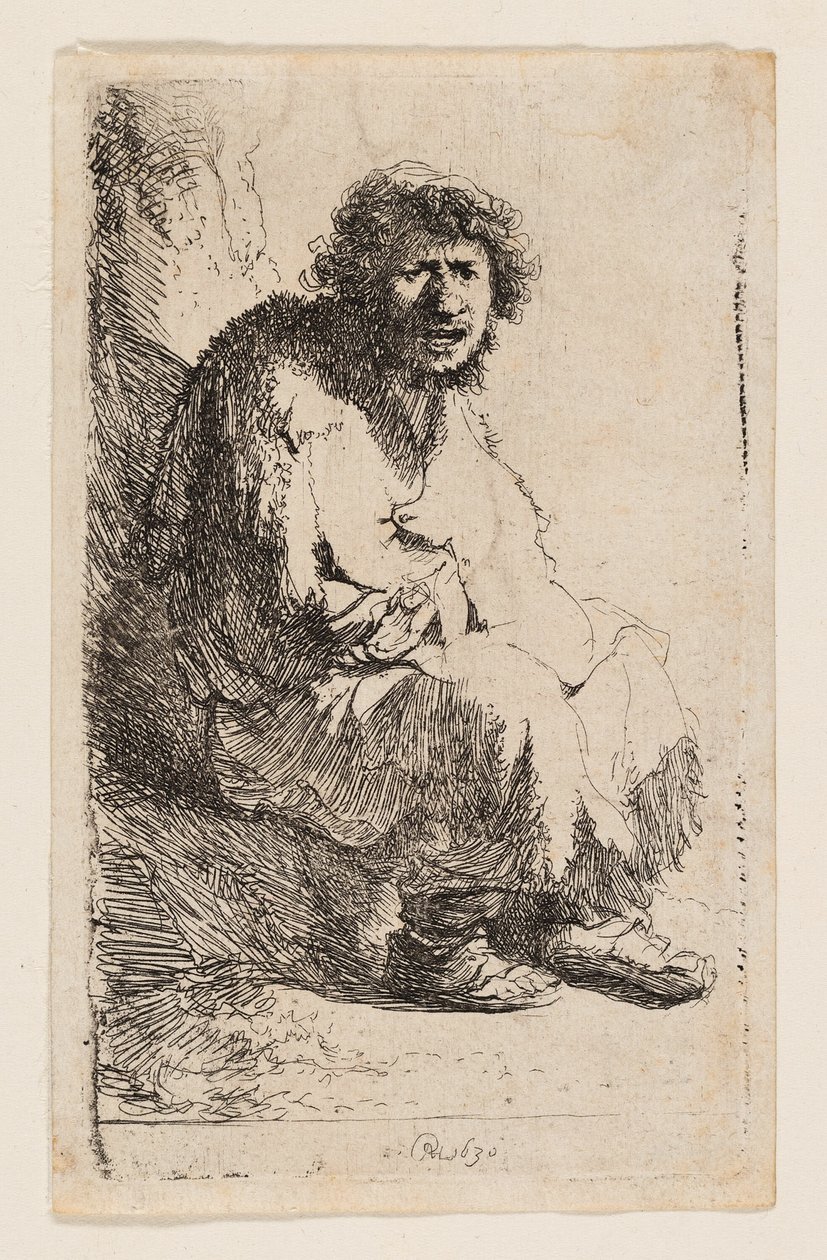 Bankta Oturan Dilenci by Rembrandt van Rijn