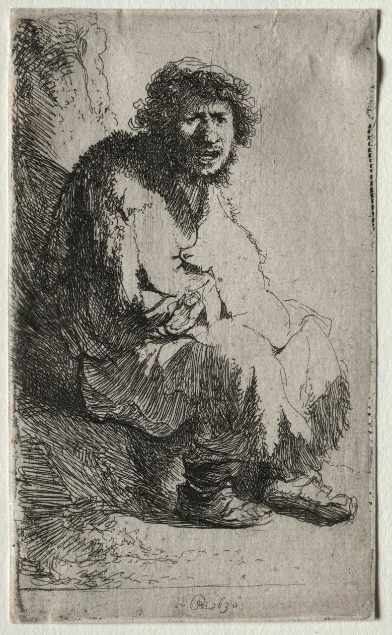 Bankta Oturan Dilenci by Rembrandt van Rijn