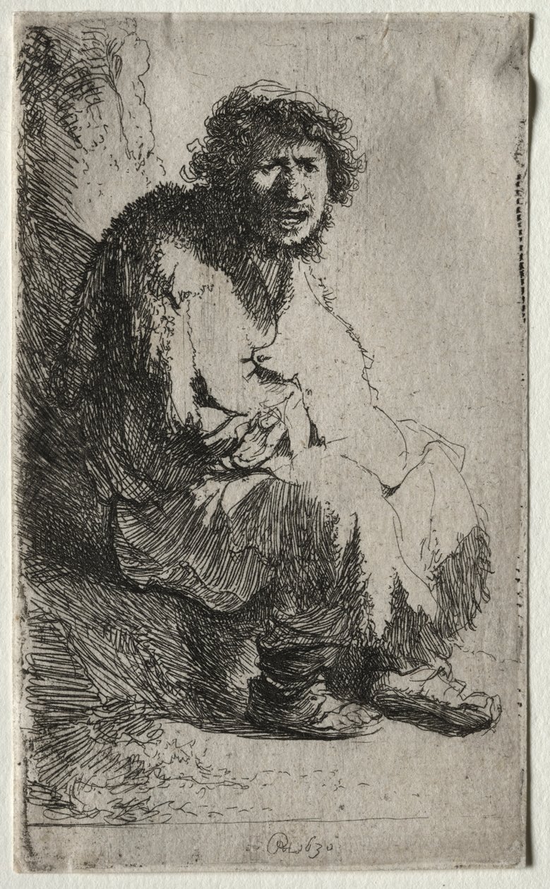 Bankada Oturan Dilenci, 1630. by Rembrandt van Rijn