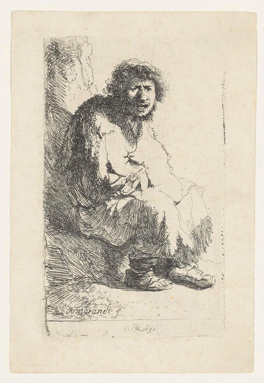 Bankada oturan dilenci, 1630 by Rembrandt van Rijn