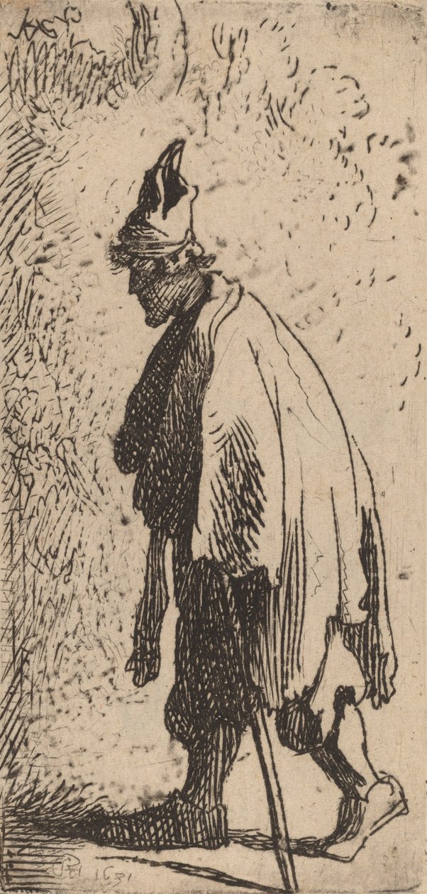Sopalı Dilenci, Sola Yürüyen, 1631. by Rembrandt van Rijn