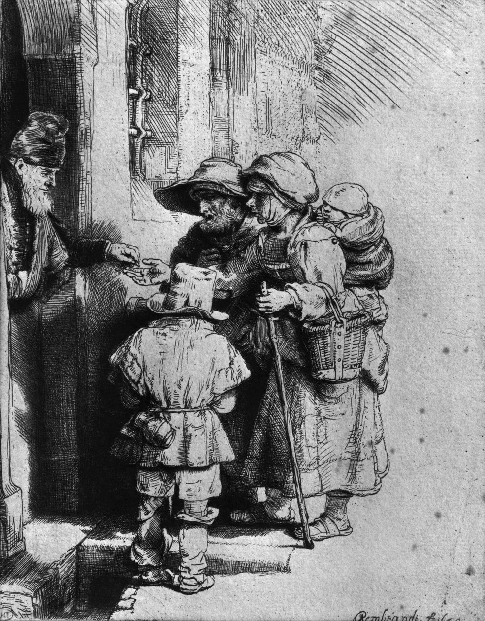 Evin Kapısındaki Dilenciler, 1648 by Rembrandt van Rijn