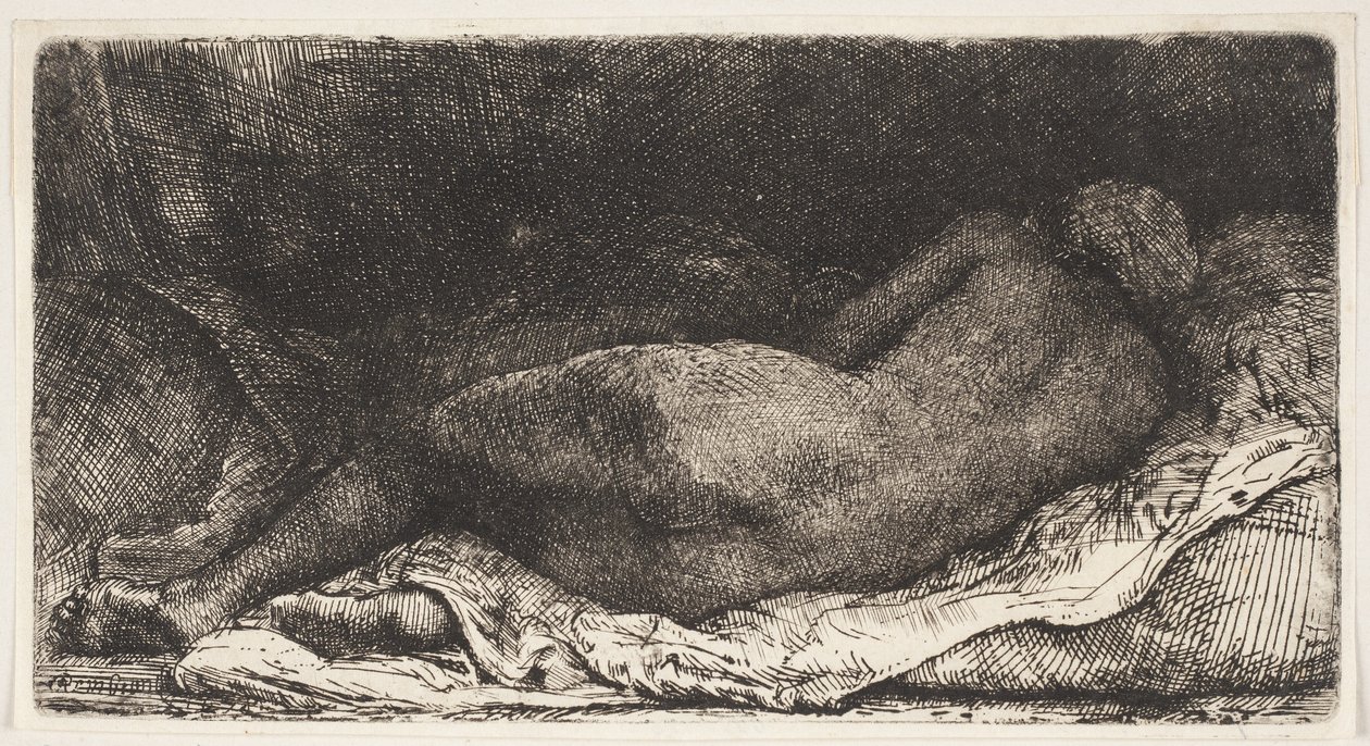 Siyah Afrikalı kız uzanmış by Rembrandt van Rijn