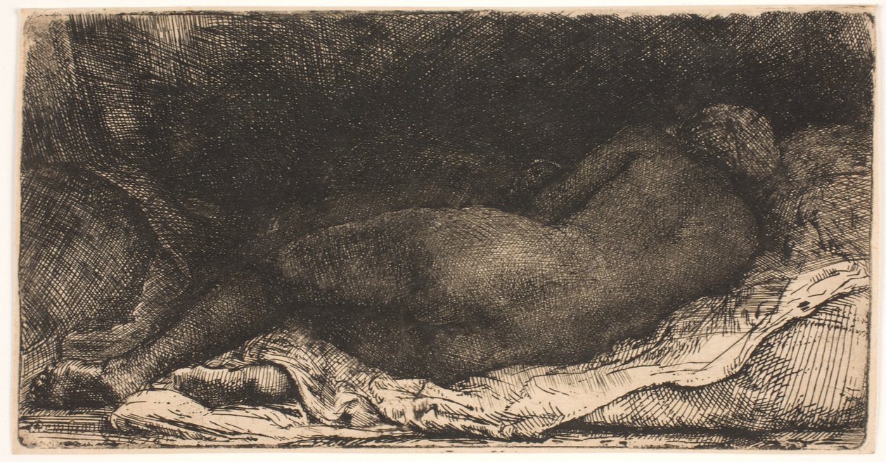 Siyah Afrikalı kız uzanmış by Rembrandt van Rijn