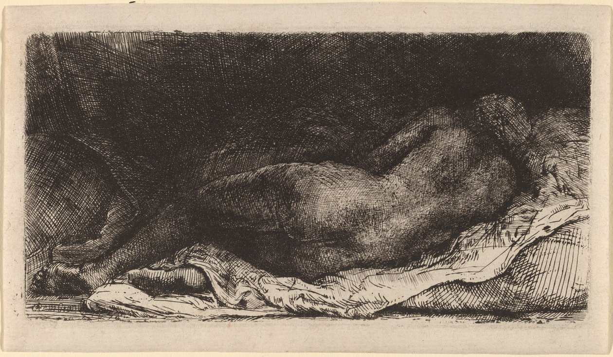 uzanmış siyah kadın by Rembrandt van Rijn