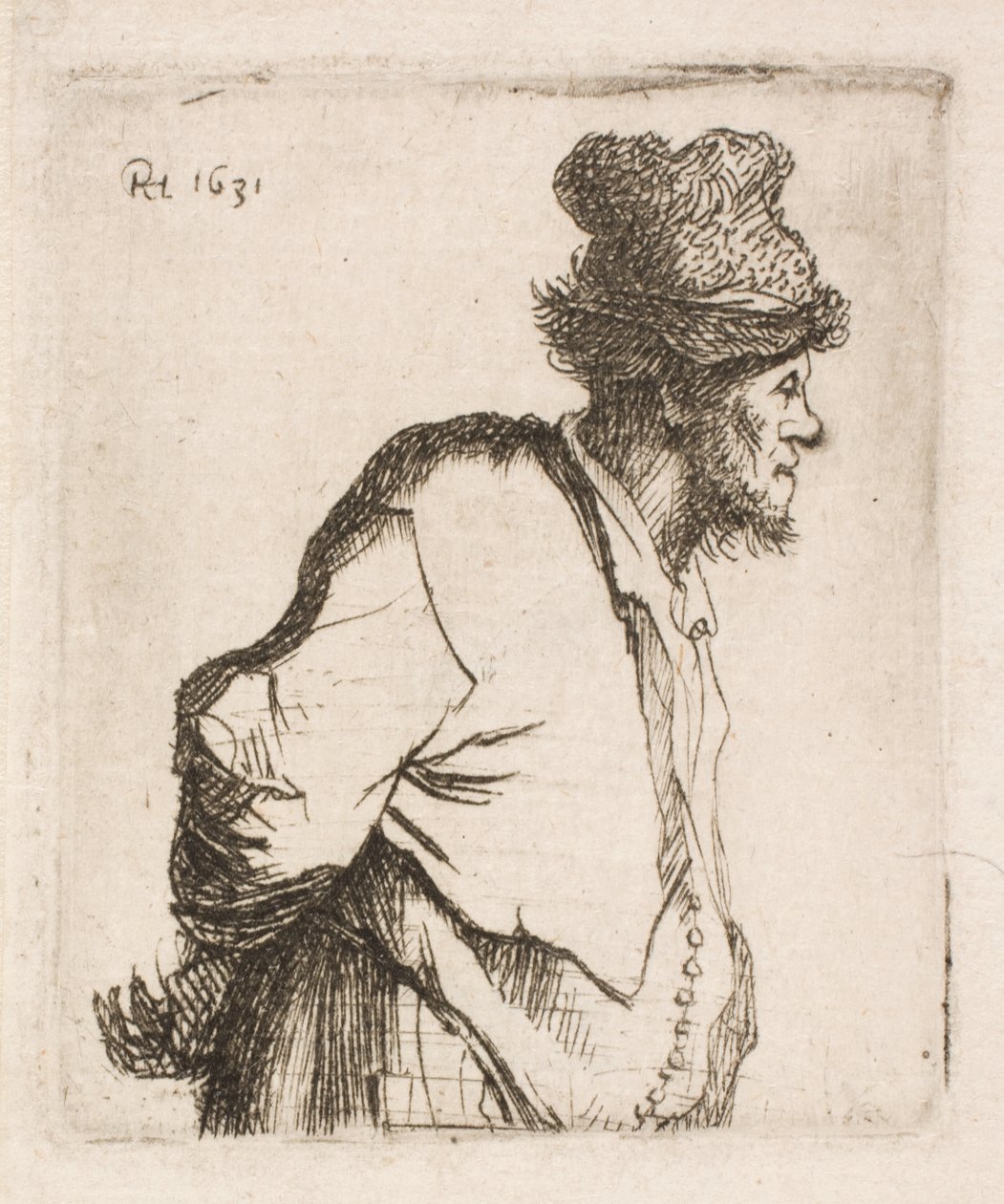 Elleri sırtında çiftçi by Rembrandt van Rijn