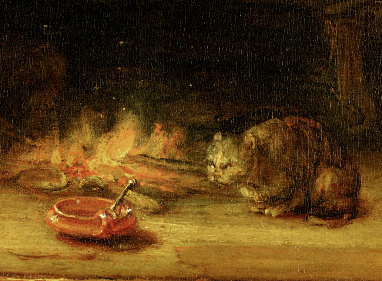 Kedi, Perdeli Kutsal Aile detayı, 1646 (bkz. 244315) by Rembrandt van Rijn