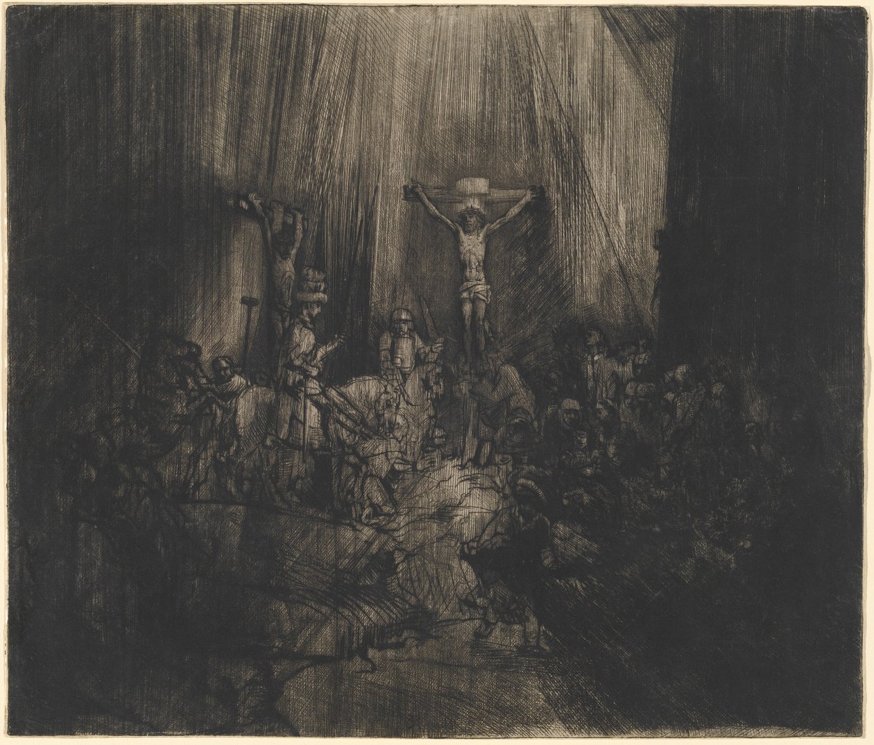 İki Hırsız Arasında Çarmıha Gerilen İsa (Üç Haç) by Rembrandt van Rijn