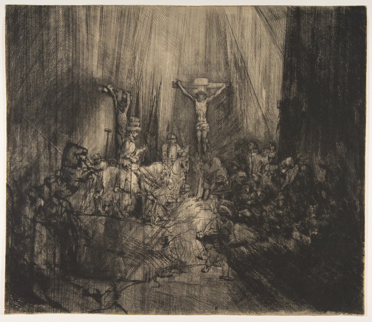 İki Hırsız Arasında Çarmıha Gerilen İsa: Üç Haç, yak. 1660. by Rembrandt van Rijn