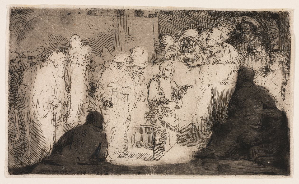 Doktorlarla İtiraz Eden İsa: Bir Eskiz by Rembrandt van Rijn