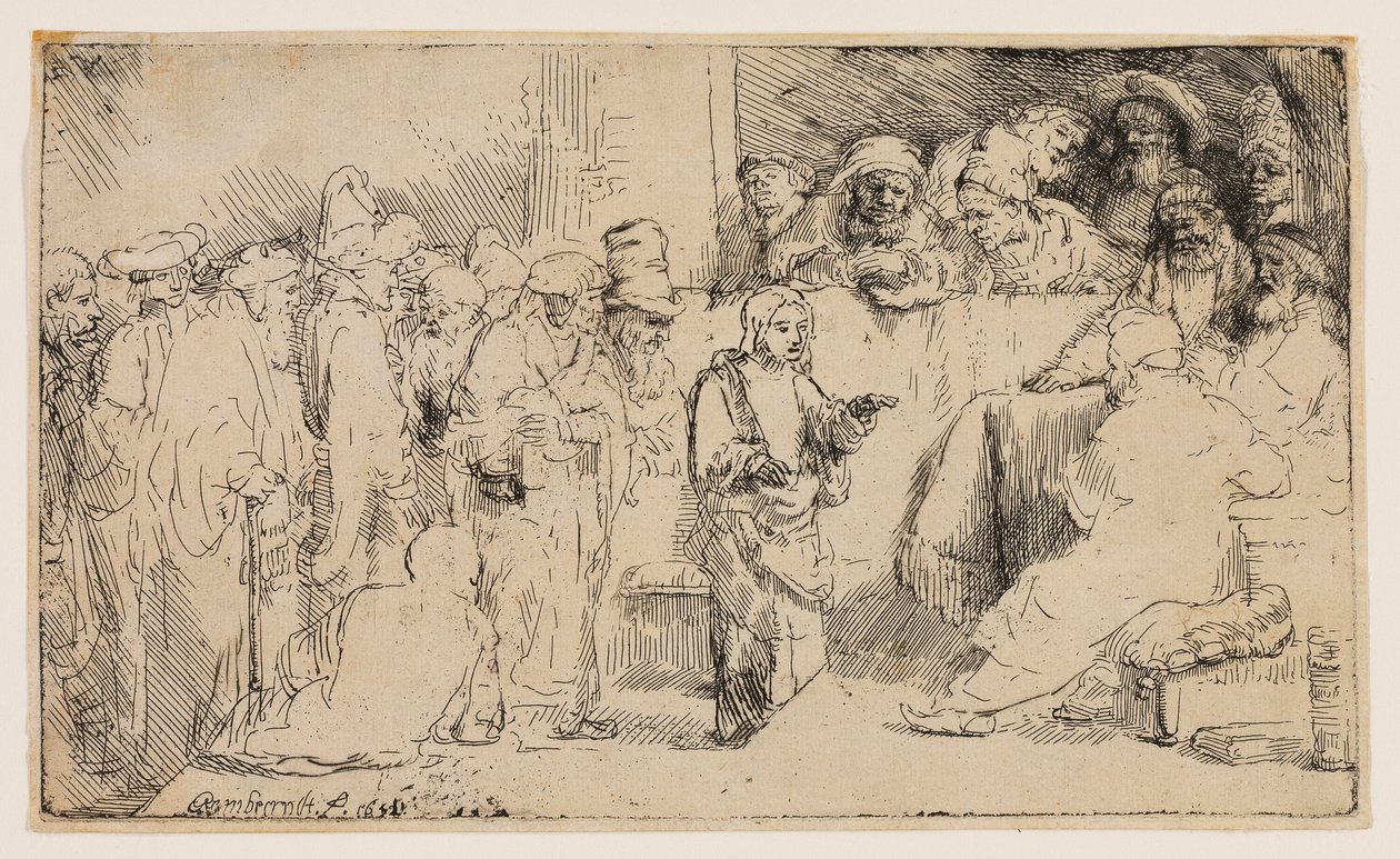 Doktorlarla İtiraz Eden İsa: Bir Eskiz by Rembrandt van Rijn
