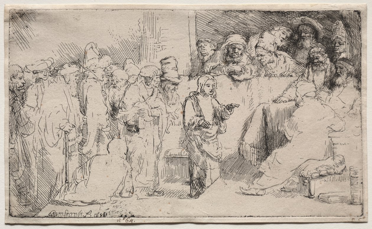 Doktorlarla İtiraz Eden İsa: Bir Eskiz by Rembrandt van Rijn