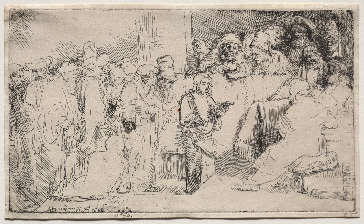 Doktorlarla İtiraz Eden İsa: Bir Eskiz, 1652. by Rembrandt van Rijn