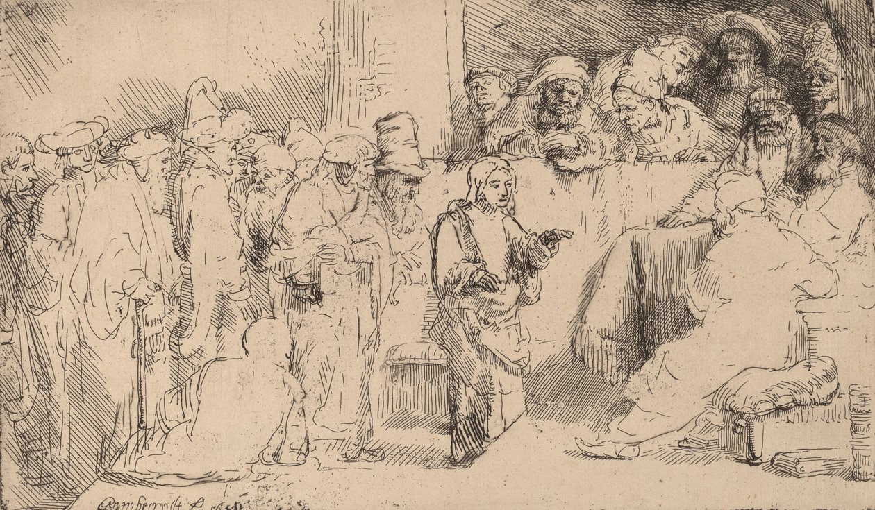 Doktorlarla İtiraz Eden İsa: Bir Eskiz, 1652. by Rembrandt van Rijn