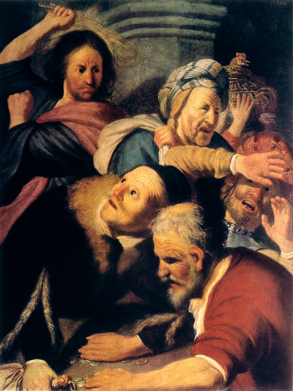 Mesih Para Değiştirenleri Tapınaktan Sürüyor, 1626 by Rembrandt van Rijn