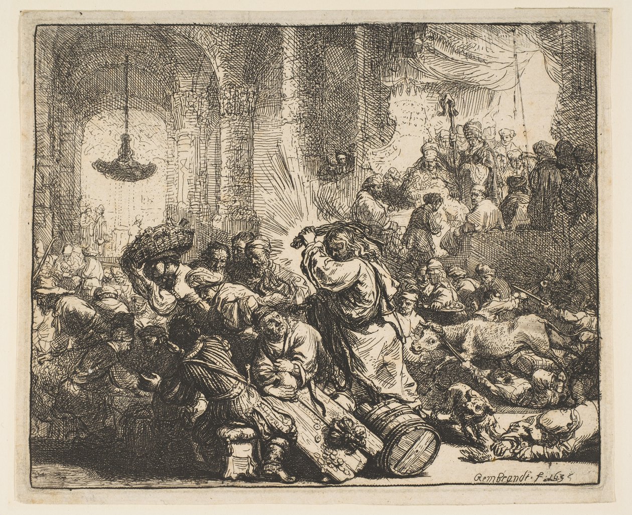 İsa, Para Değiştirenleri Tapınaktan Sürerken, 1635. by Rembrandt van Rijn