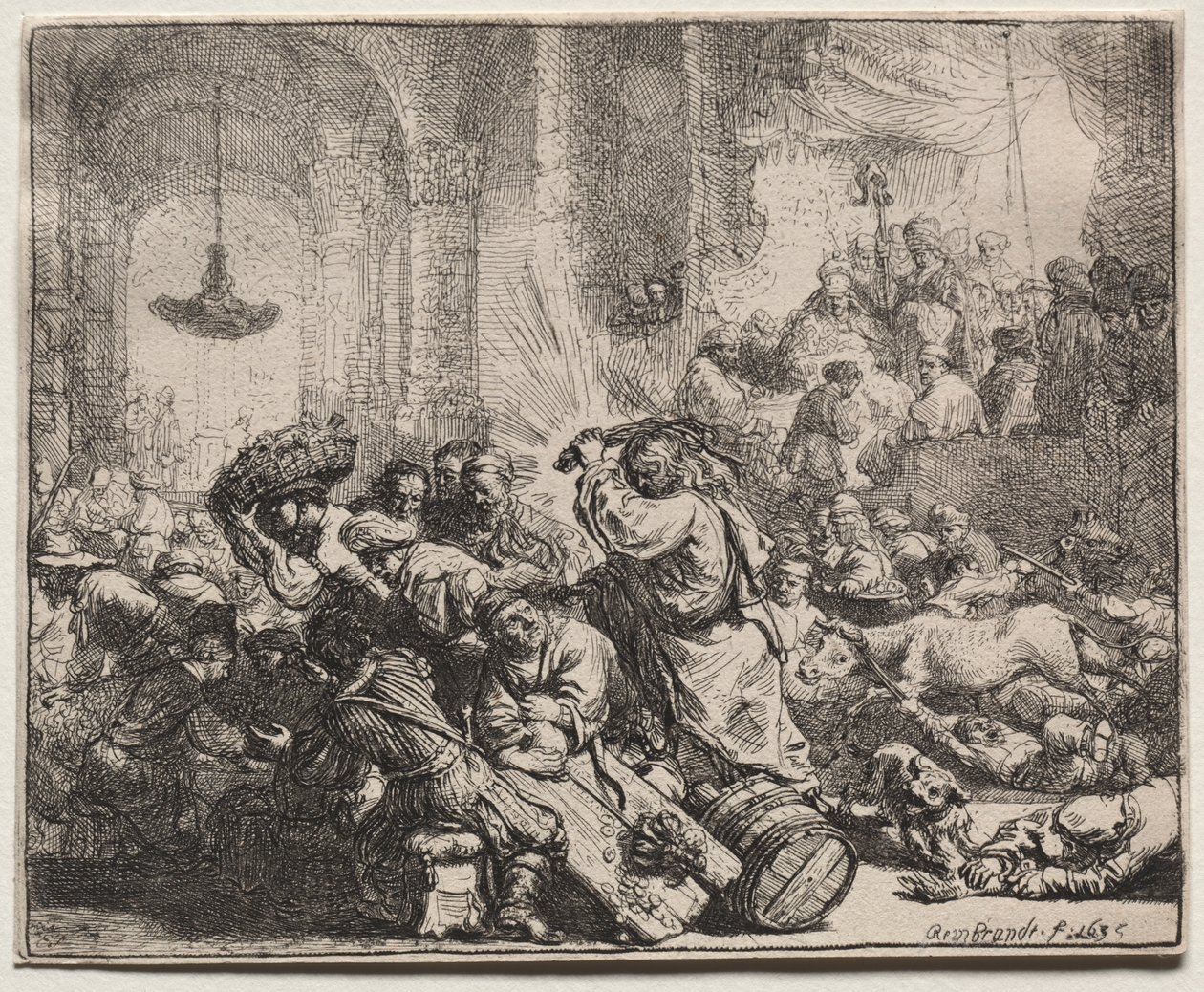 Mesih, Para Değiştiricileri Tapınaktan Sürerken by Rembrandt van Rijn