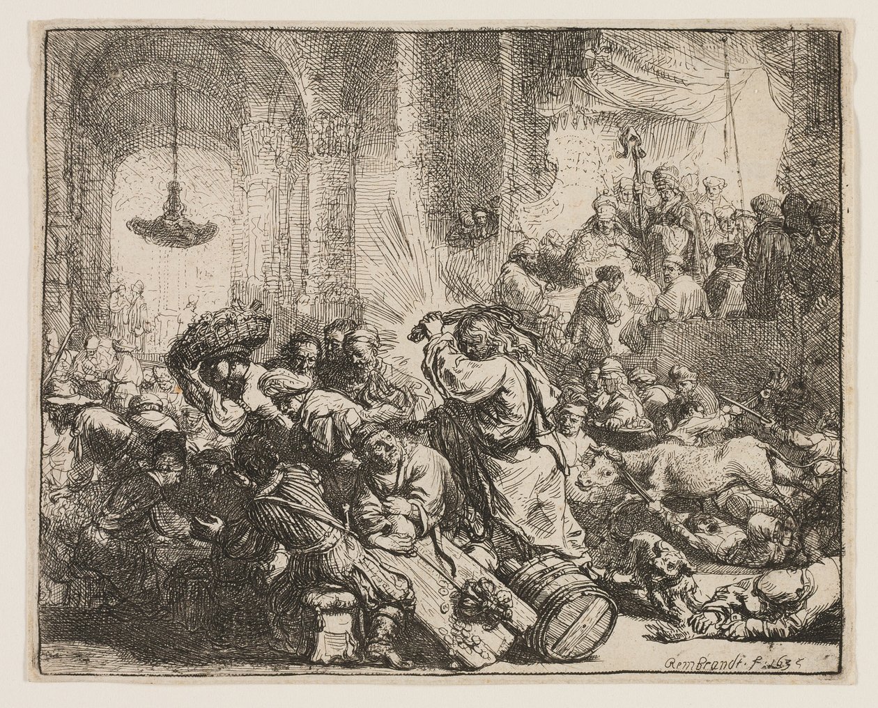 Mesih, Para Değiştiricileri Tapınaktan Sürerken by Rembrandt van Rijn
