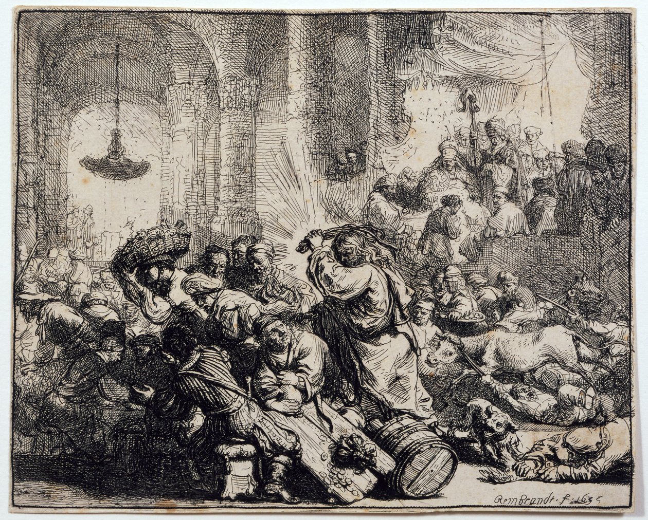 Mesih, Sarrafları Tapınaktan Sürerken by Rembrandt van Rijn