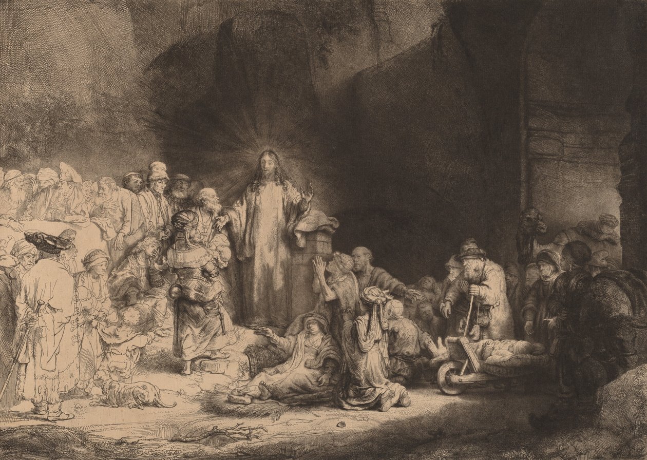 İsa, Yüz Guilder Baskısını Vaaz Eder, c. 1649. by Rembrandt van Rijn