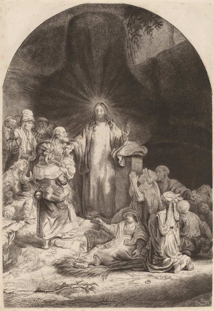 Yüz Guilder Baskısından Mesih Vaazı ve Şifa Parçası, c. 1649. by Rembrandt van Rijn