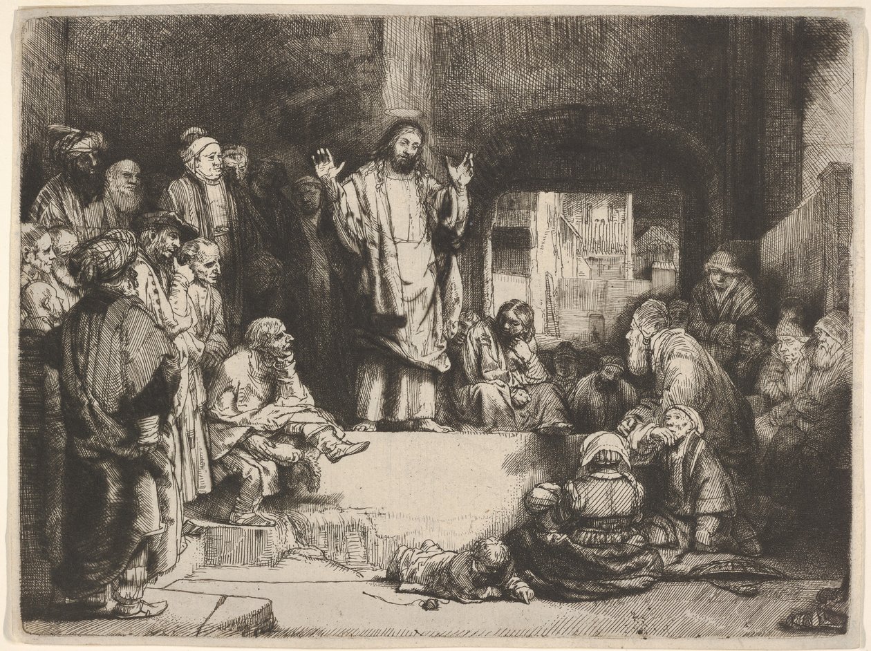 La Petite Tombe olarak adlandırılan Mesih Vaazı, ca. 1657. by Rembrandt van Rijn
