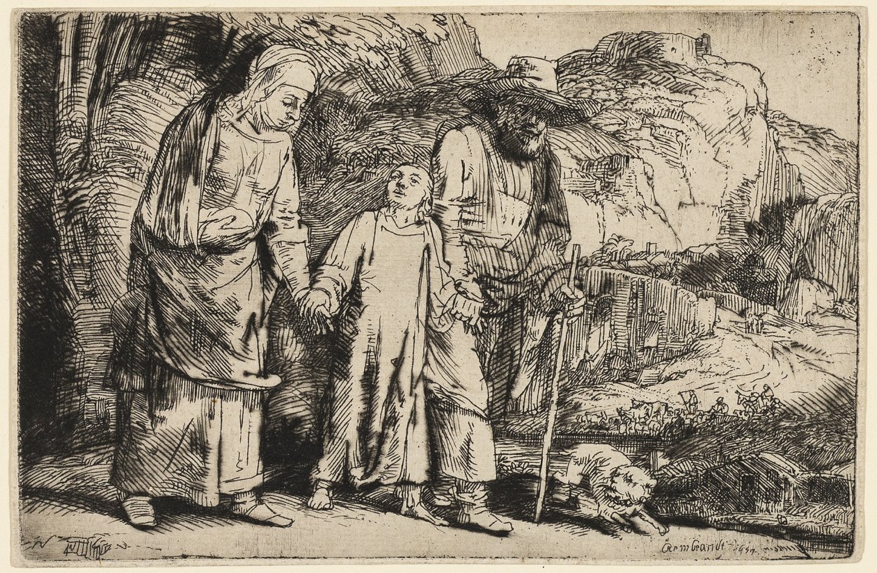 İsa Ebeveynleri ile Tapınaktan Dönüyor by Rembrandt van Rijn