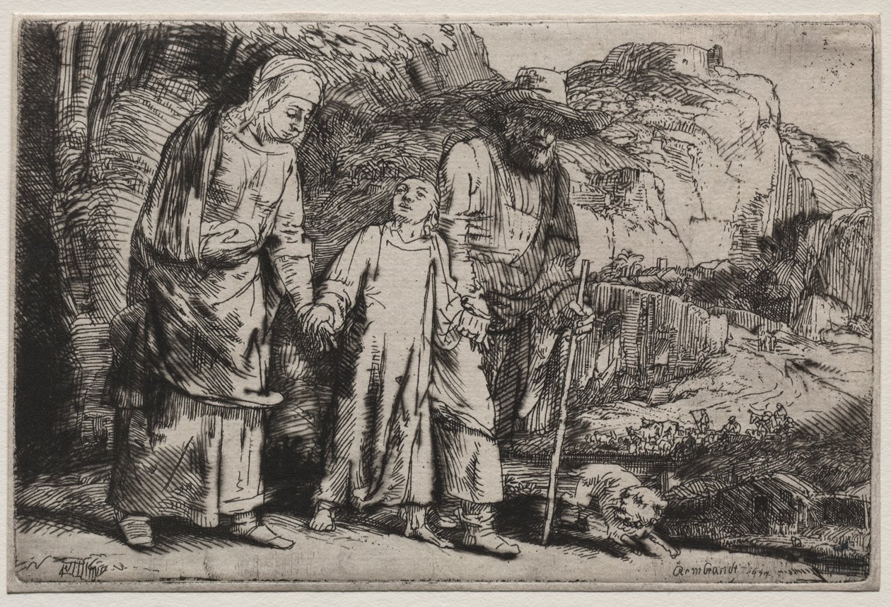 İsa Ebeveynleri ile Tapınaktan Dönüyor by Rembrandt van Rijn
