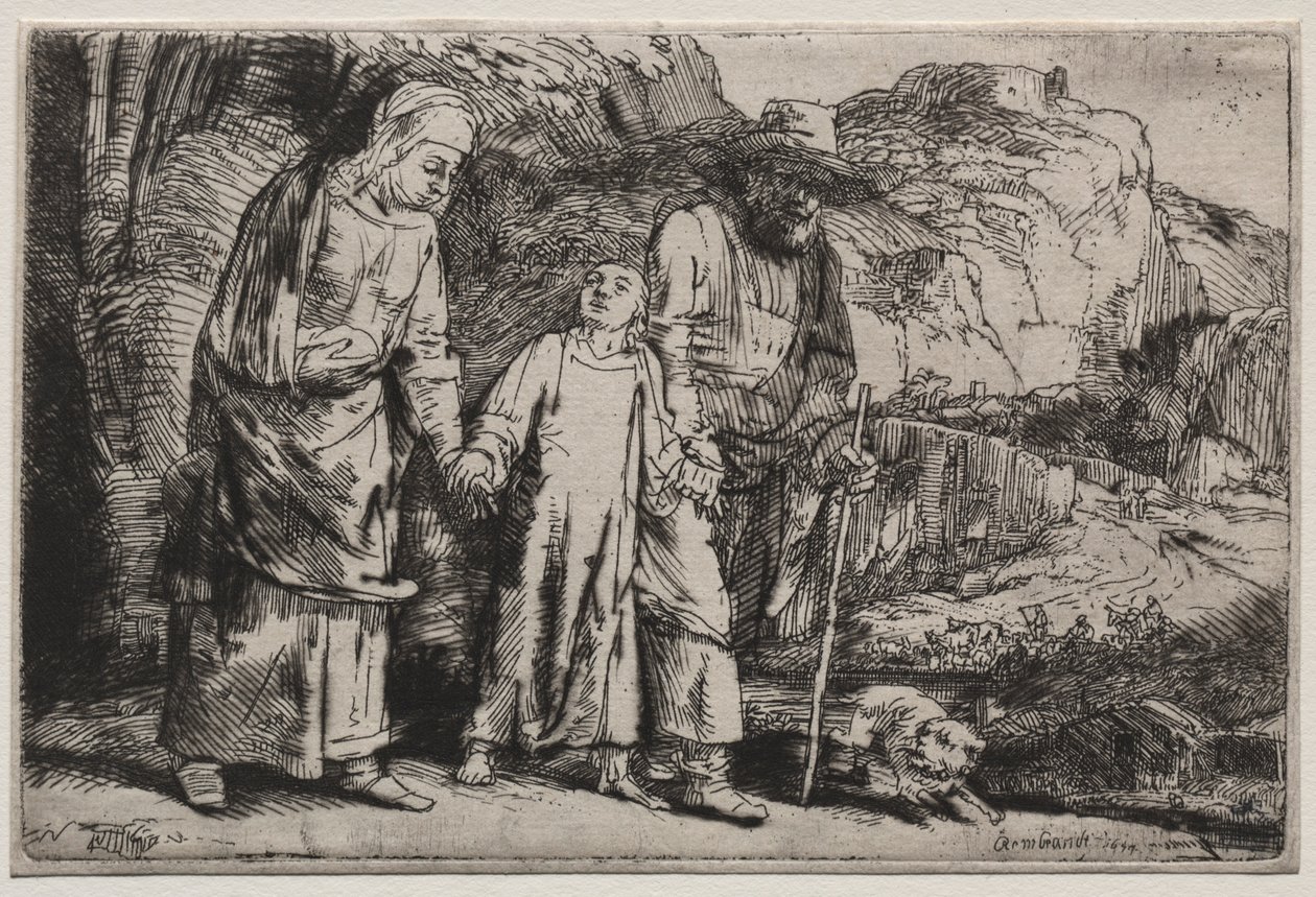 İsa Ebeveynleriyle Tapınaktan Dönerken, 1654. by Rembrandt van Rijn