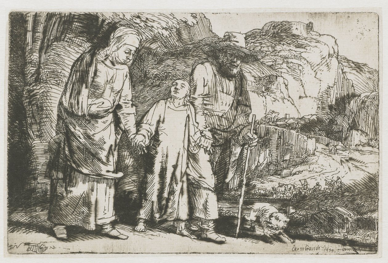 İsa Ebeveynleri ile Tapınaktan Dönüyor Mesih ailesiyle birlikte tapınaktan dönüyor by Rembrandt van Rijn