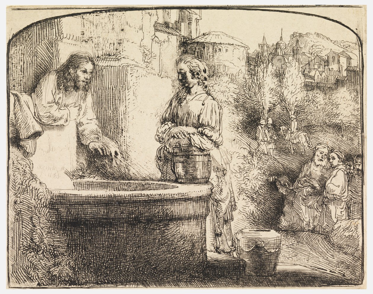 İsa ve Samiriyeli Kadın by Rembrandt van Rijn