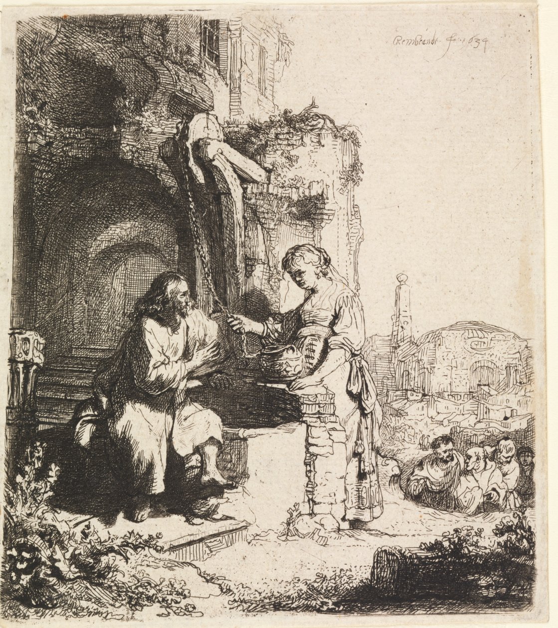 Harabeler Arasında İsa ve Samiriyeli Kadın by Rembrandt van Rijn
