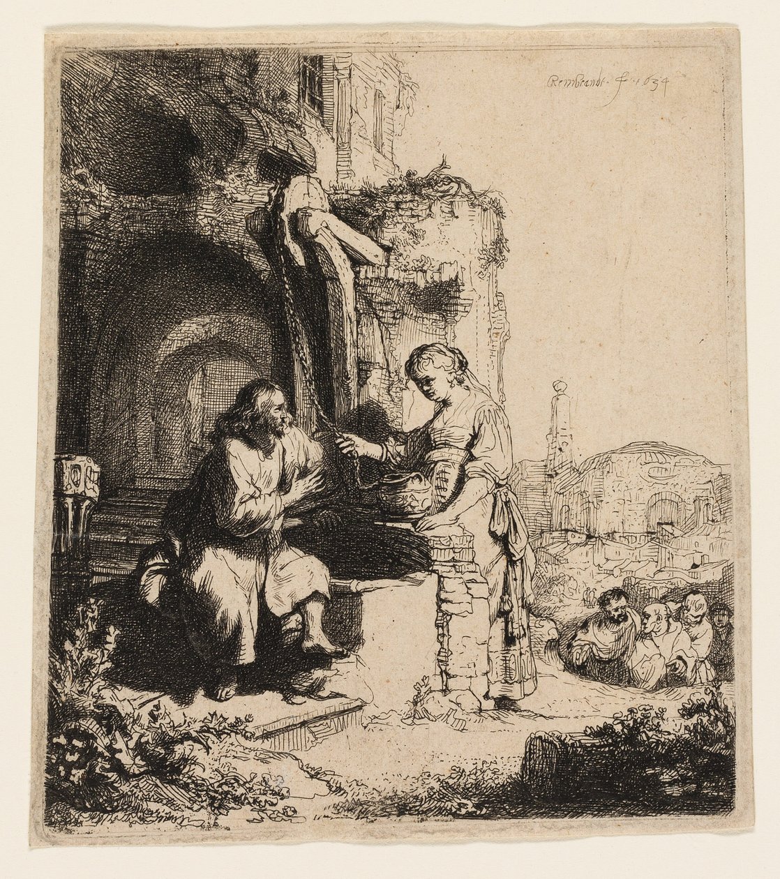 Harabeler Arasında İsa ve Samiriyeli Kadın by Rembrandt van Rijn