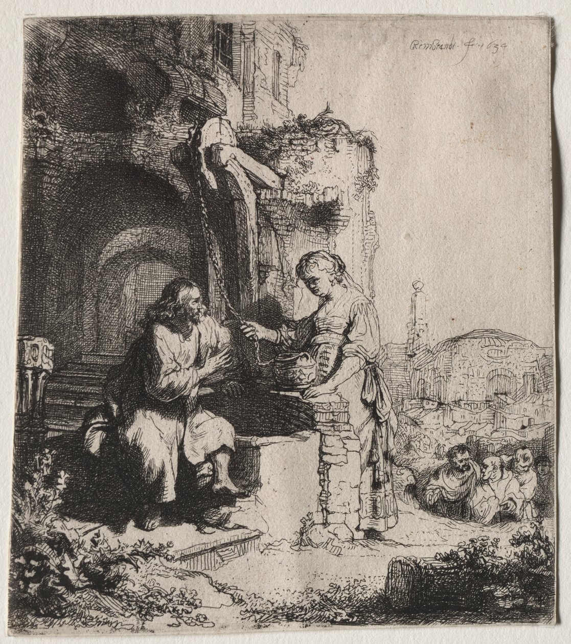 İsa ve Harabeler Arasında Samiriyeli Kadın, 1634. by Rembrandt van Rijn