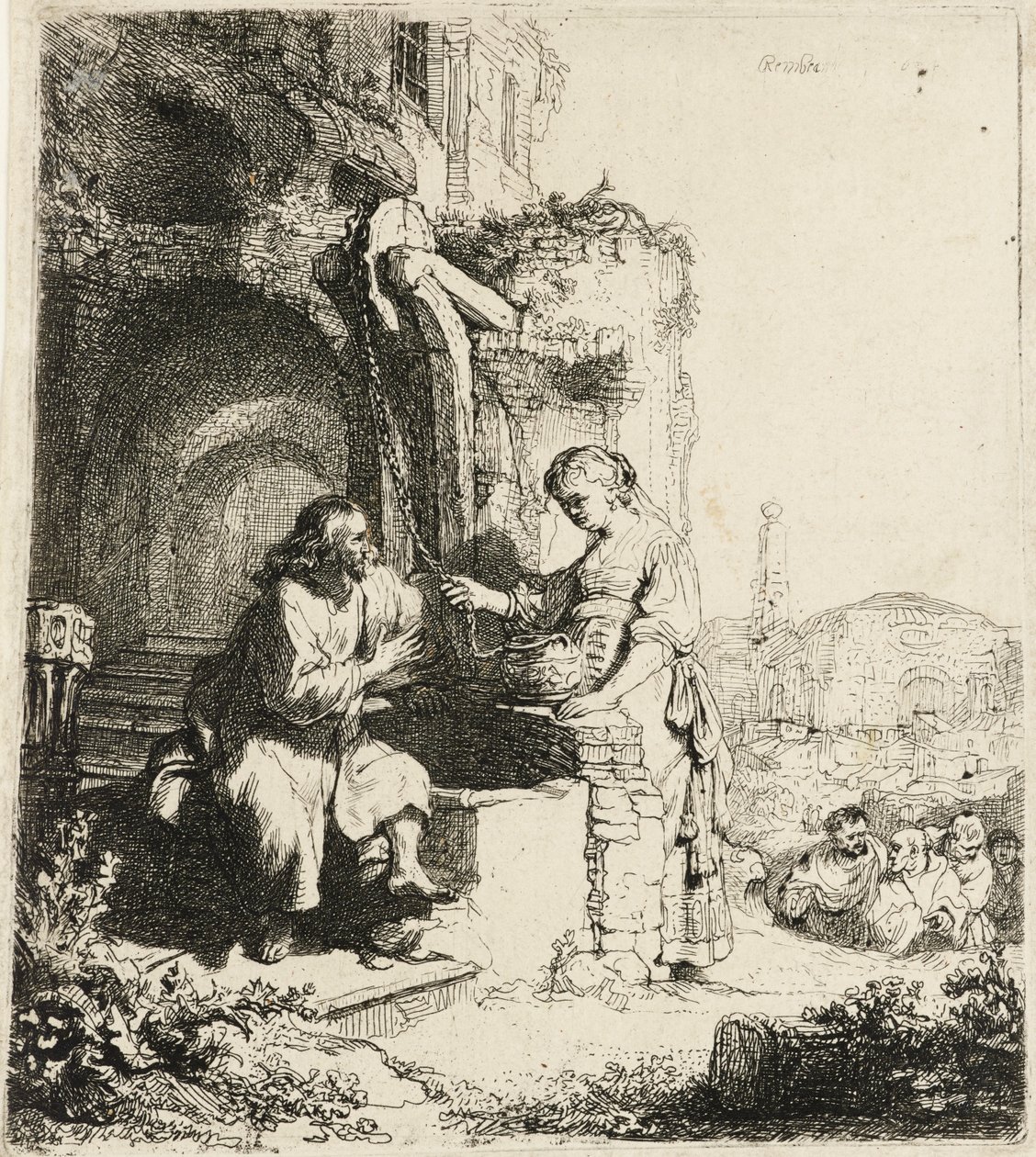 İsa ve Harabeler Arasında Samiriyeli Kadın [Yuhanna 4:5-20], 1634. by Rembrandt van Rijn