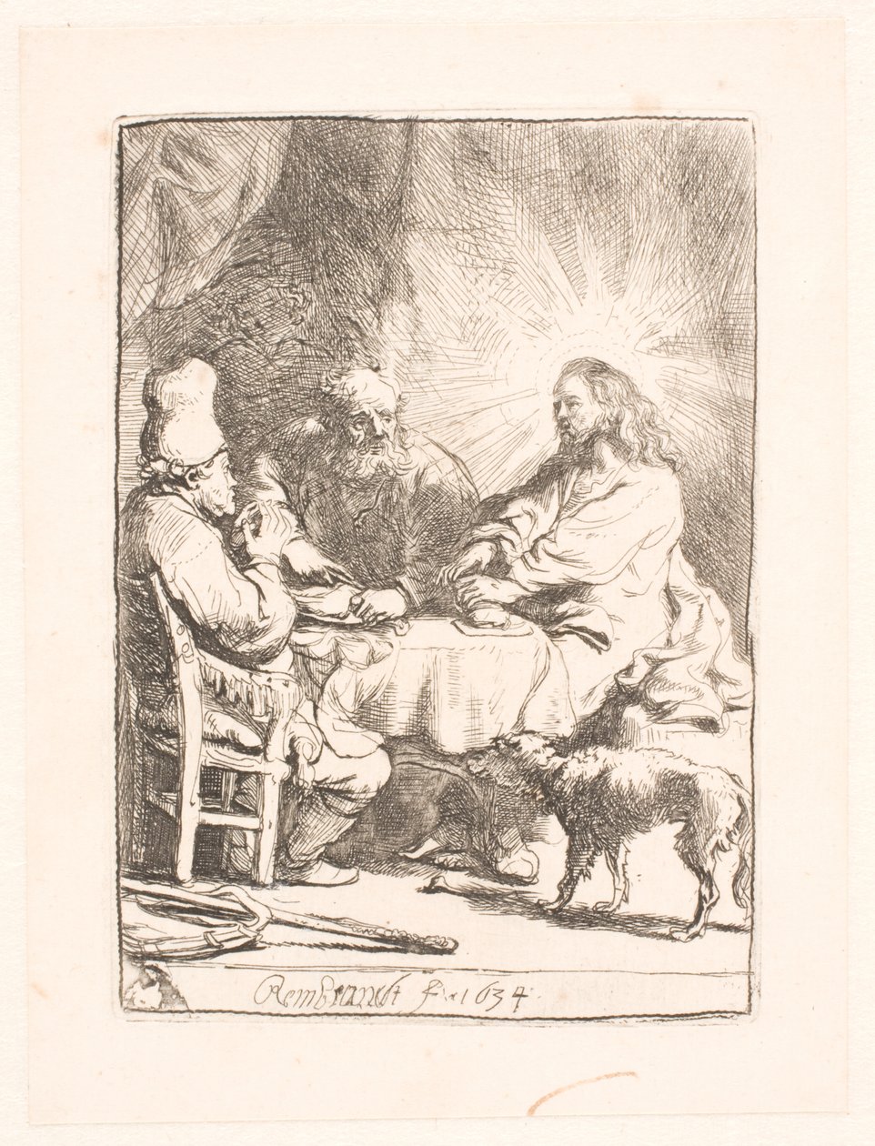 Emmaus'ta İsa: daha küçük tabak by Rembrandt van Rijn