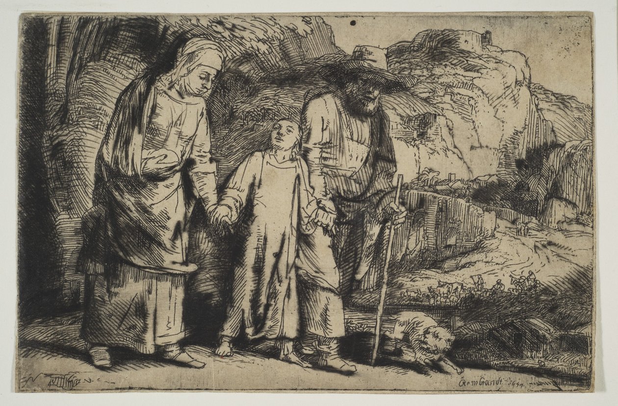 Ebeveynleri Arasında İsa, Tapınaktan Dönerken, 1654. by Rembrandt van Rijn