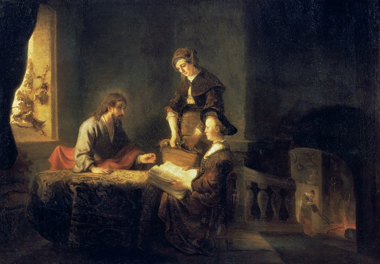 Martha ve Meryem Evinde Mesih by Rembrandt van Rijn