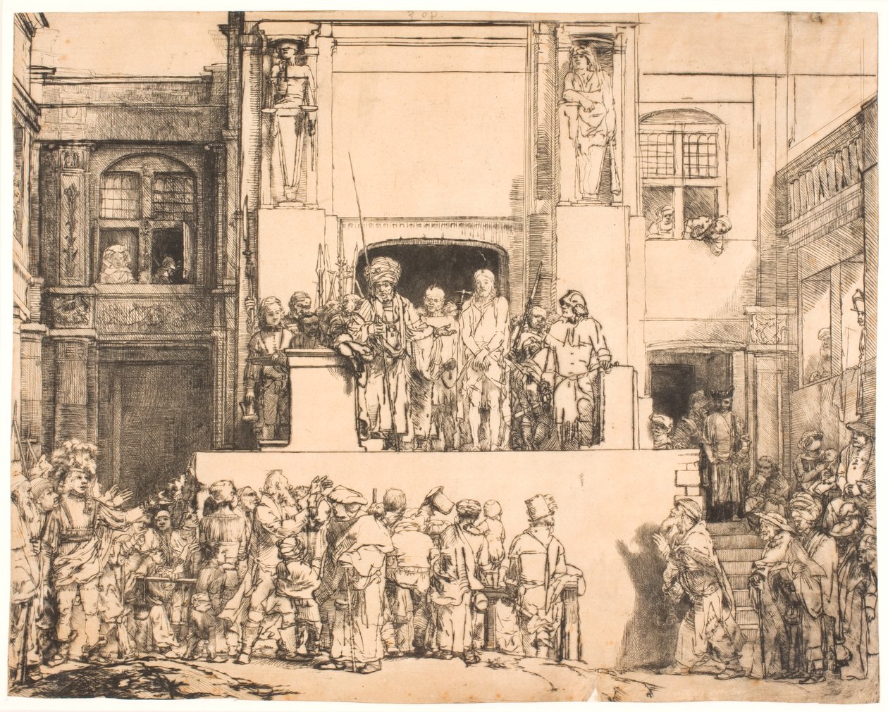 İnsanlara sunulan İsa: büyük dikdörtgen plaka by Rembrandt van Rijn