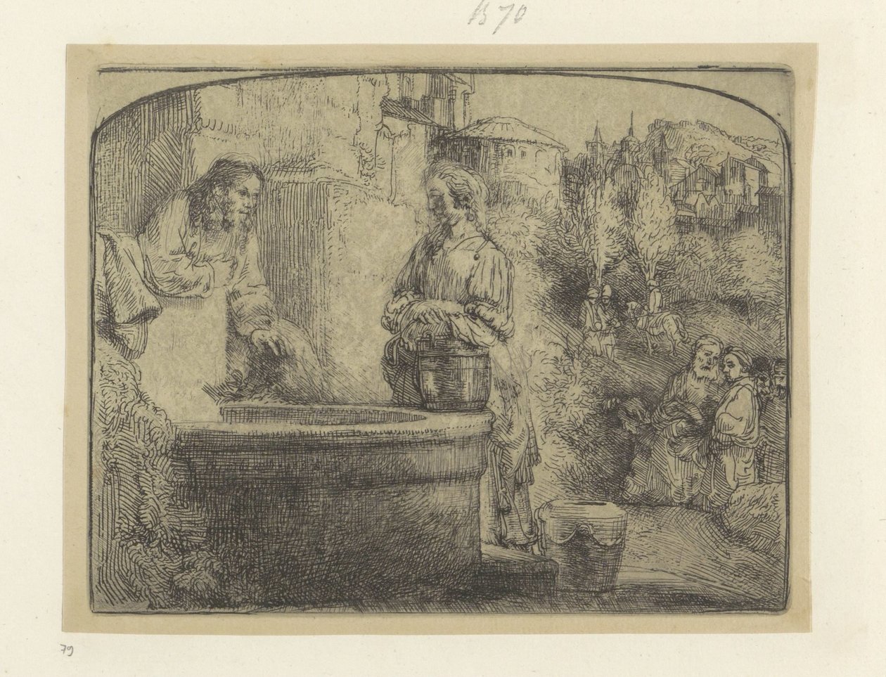 İsa ve Samiriyeli Kadın Recueil de quatre-vingt-cinq orijinalleri estampes (dizi başlığı) by Rembrandt van Rijn