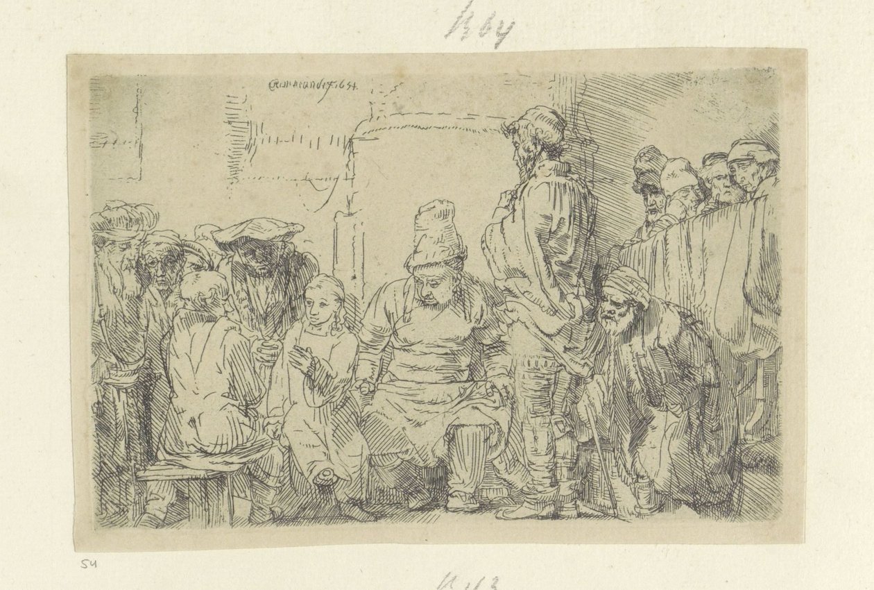 Christus en de schriftgeleerden Seksen beş orijinal baskının toplanması (seri başlığı) by Rembrandt van Rijn