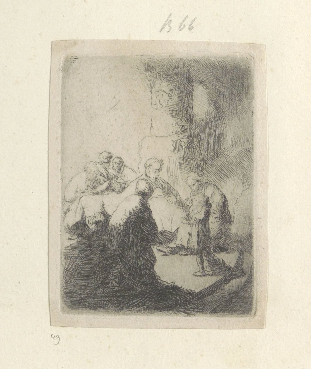 İsa ve Yazıcılar: Küçük Resim Recueil de quatre-vingt-cinq orijinalleri estampes (seri başlığı) by Rembrandt van Rijn