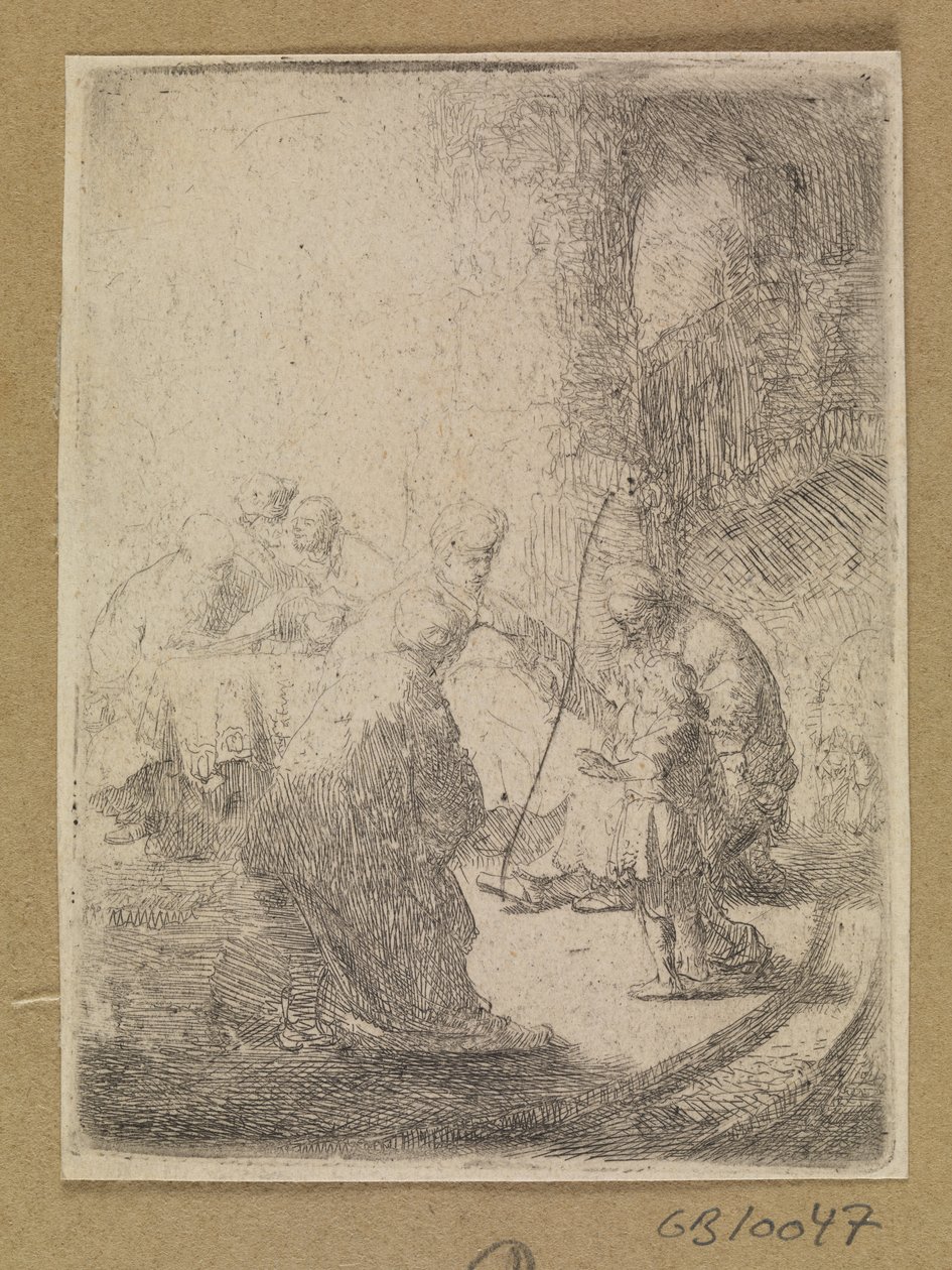 Çocukken İsa ve yazıcılar. Küçük tabak by Rembrandt van Rijn