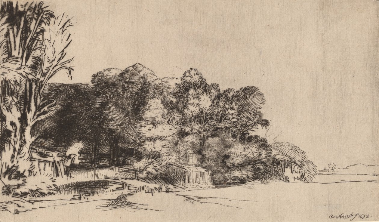 Manzaralı Ağaç Kümesi, 1652. by Rembrandt van Rijn