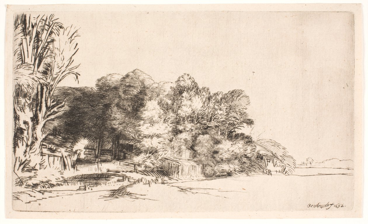 Manzaralı bir ağaç yığını by Rembrandt van Rijn