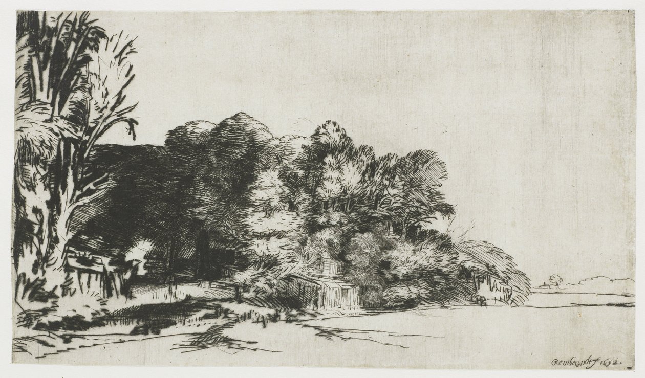 Manzaralı bir ağaç yığını by Rembrandt van Rijn